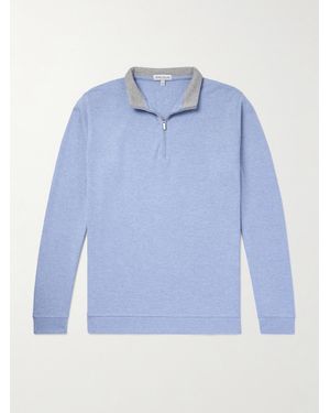 Peter Millar Crown Cotton-Blend Jersey Half-Zip Sweatshirt - Blue