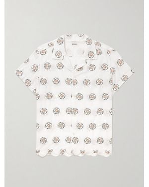 Bode Aperture Camp-Collar Embroidered Cotton Shirt - Natural