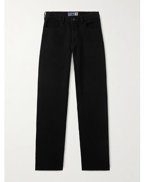 Blue Blue Japan Sashiko Straight-Leg Textured-Cotton Trousers - Black