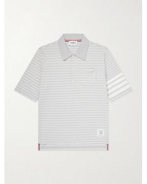 Thom Browne Striped Cotton-Jersey Polo Shirt - White