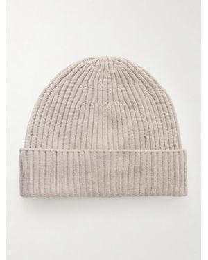 Brunello Cucinelli Ribbed Cashmere Beanie - Natural
