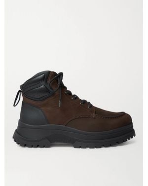 Moncler Ulderic Leather-Trimmed Shearling-Lined Nubuck Boots - Black