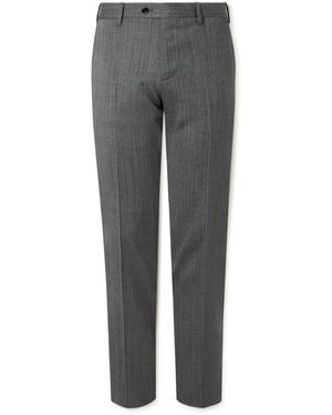 Lardini Straight-Leg Herringbone Virgin Wool-Blend Pants - Gray