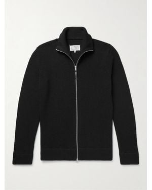 Maison Margiela Ribbed Cotton And Wool-Blend Zip-Up Cardigan - Black