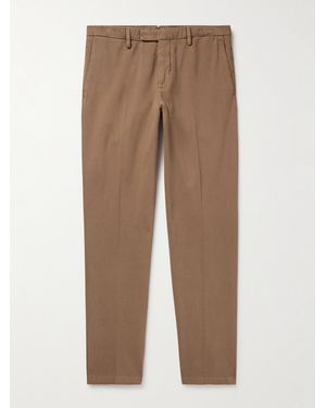 Boglioli Slim-fit Straight-leg Garment-dyed Cotton-blend Twill Suit Trousers - Natural