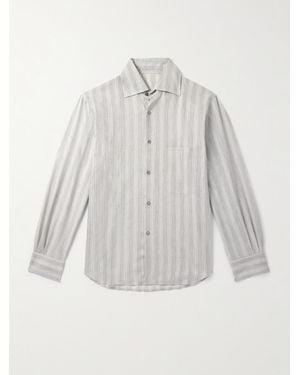 STÒFFA Striped Cotton And Silk-Blend Dupioni Shirt - White