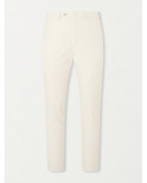 De Petrillo Tapered Cotton And Silk-Blend Twill Pants - White