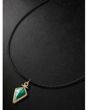 Jenny Dee Jewelry Totem 18-karat Gold, Leather, Malachite And Diamond Necklace - Black
