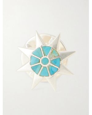 Peyote Bird Starburst Pin - Blue