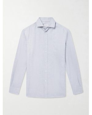 Brunello Cucinelli Herringbone Cotton And Lyocell-Blend Shirt - White