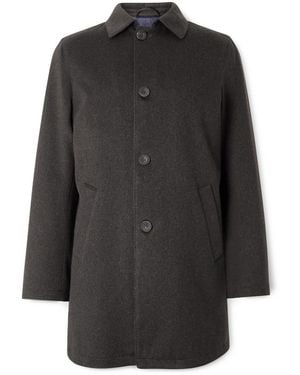 Rubinacci Suede-Trimmed Brushed Cashmere Coat - Black