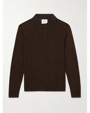 NN07 Sammy 60047 Cotton And Silk-Blend Polo Shirt - Brown