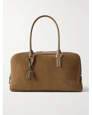 Tom Ford Weekender aus Nubukleder mit Lederbesatz - Natur