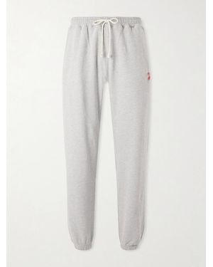 CHERRY LA Western Athletic Embroidered Cotton-blend Jersey Joggers - White