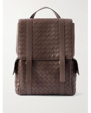 Bottega Veneta Intrecciato Leather Backpack - Brown