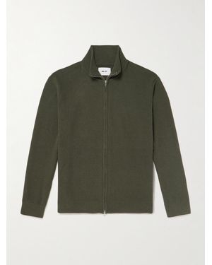 NN07 Danny 6429 Ribbed Bouclé Zip-Up Cardigan - Green