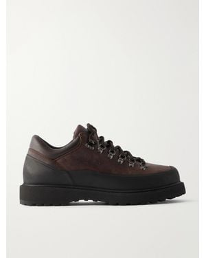 Diemme Cornaro Gomma Rubber-Trimmed Waxed-Leather Hiking Boots - Black