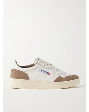 Autry Medalist Suede-trimmed Leather Sneakers - Natural