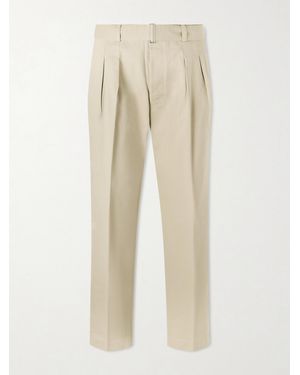Officine Generale Straight-Leg Pleated Cotton-Twill Chinos - Natural