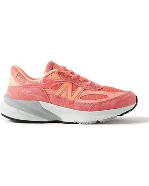 New Balance 990 V6 Leather-Trimmed Suede And Mesh Sneakers - Pink