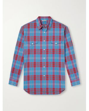 AURALEE Checked Cotton And Silk-Blend Shirt - Blue