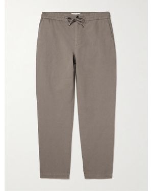 MR P. Straight-Leg Cotton And Linen-Blend Twill Drawstring Trousers - Grey