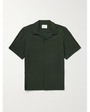 NN07 Hank 5971 Camp-Collar Modal-Blend Seersucker Shirt - Green