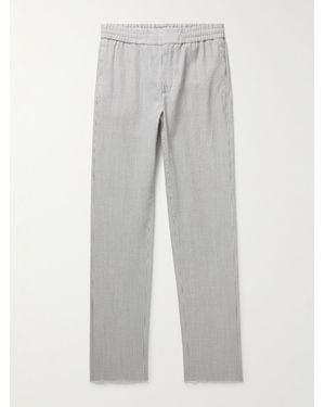 Loro Piana Slim-Fit Straight-Leg Striped Wool-Blend Seersucker Trousers - Grey