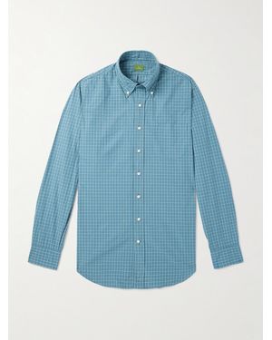Sid Mashburn Button-Down Collar Checked Cotton-Poplin Shirt - Blue
