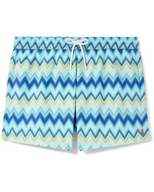 Missoni Straight-Leg Mid-Length Striped Swim Shorts - Blue