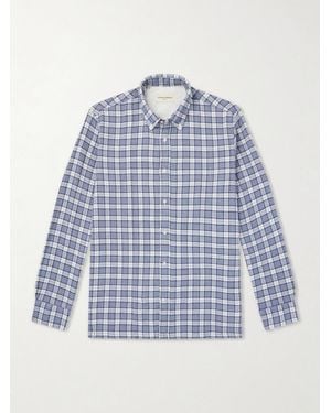 Officine Generale Arsene Checked Cotton-Blend Shirt - Blue