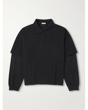 Agolde Curren Layered Cotton-Piqué Polo Shirt - Schwarz