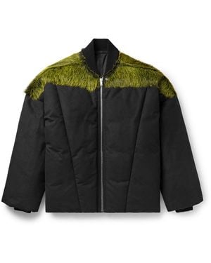 Rick Owens Calf Hair-Trimmed Cotton-Canvas Down Jacket - Black