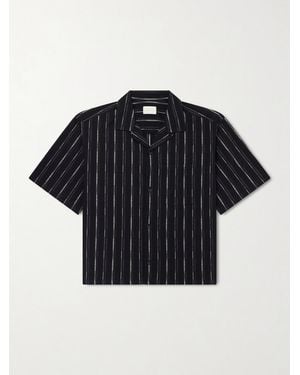 Aimé Leon Dore Camp-Collar Striped Cotton-Blend Jacquard Shirt - Blue
