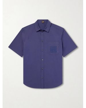Loewe Paula's Ibiza Logo-Embroidered Cotton-Blend Shirt - Blue