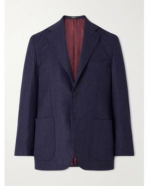 Rubinacci Darted Flecked Wool-Herringbone Suit Jacket - Blue