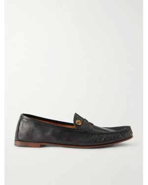 Versace Logo-Embellished Leather Penny Loafers - White