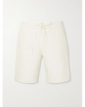Frescobol Carioca Straight-leg Striped Linen And Cotton-blend Drawstring Shorts - Natural
