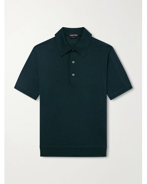 Tom Ford Cashmere And Silk-Blend Polo Shirt - Blue