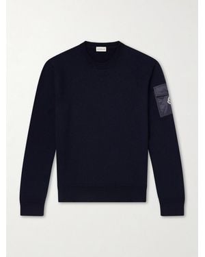 Moncler Logo-Appliquéd Virgin Wool Sweater - Blue