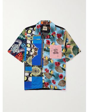 GALLERY DEPT. Parker Camp-Collar Logo-Embroidered Patchwork Floral-Print Woven Shirt - Blue