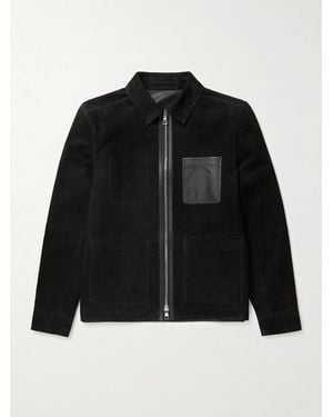 MR P. Leather-Trimmed Suede Jacket - Black