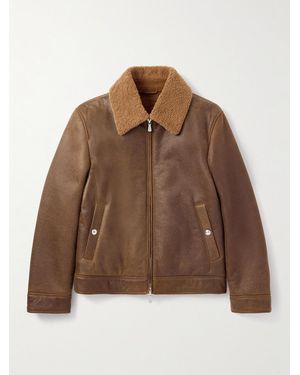 Eleventy Slim-Fit Shearling Jacket - Brown