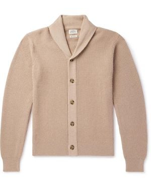 Hartford Shawl-Collar Ribbed Cotton And Cashmere-Blend Cardigan - Natural