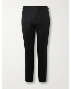 Tom Ford Shelton Slim-Fit Tapered Grain De Poudre Wool And Mohair-Blend Suit Trousers - Black