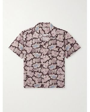 Bode Wisteria Camp-collar Printed Cotton And Silk-blend Shirt - Pink