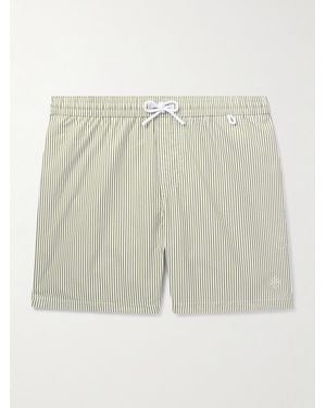 Loro Piana Shorts Da Mare Medi A Gamba Dritta A Righe Con Logo Bay - Neutro