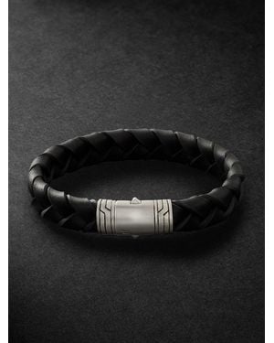 John Hardy Woven Leather, Sterling And Enamel Bracelet - Black