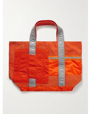 Greg Lauren Reflective Shell Panelled Twill And Ripstop Tote Bag - Red
