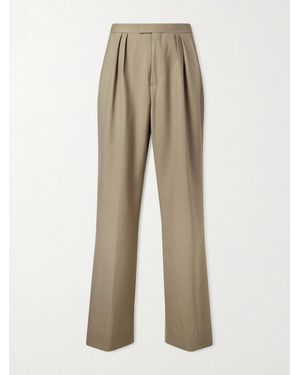 Dries Van Noten Straight-Leg Wool And Mohair-Blend Twill Trousers - Natural